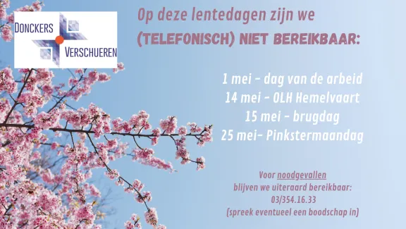 Sluitingsdagen lente 2026